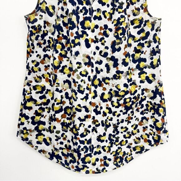 Cabi 5222 Fierce Seeing Spots Abstract Floral Animal Print Ruffle Collar Blouse - Picture 7 of 15